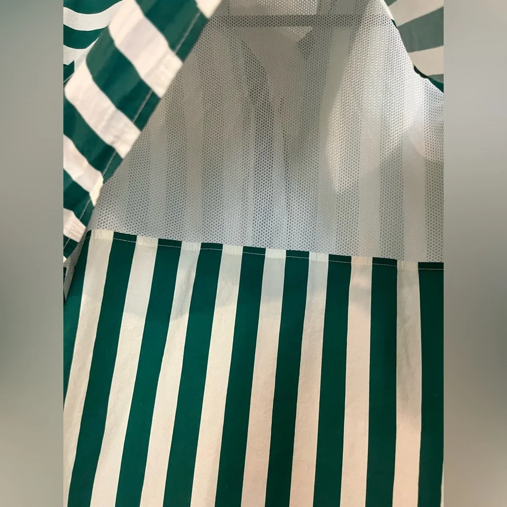 Lady Captain The Captain Shirt Green Cabana Stripe Button Up Fishing Long Sleeve - Picture 7 of 13